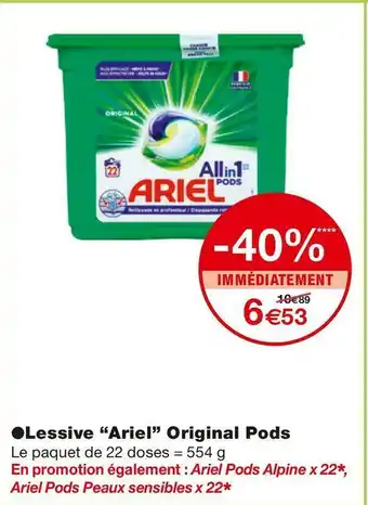 Monoprix Ariel lessive original pods offre