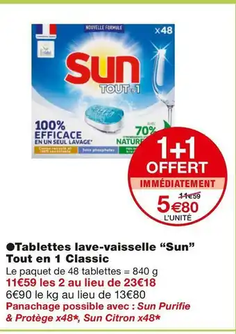 Monoprix Sun tablettes lave-vaisselle tout en 1 classic offre