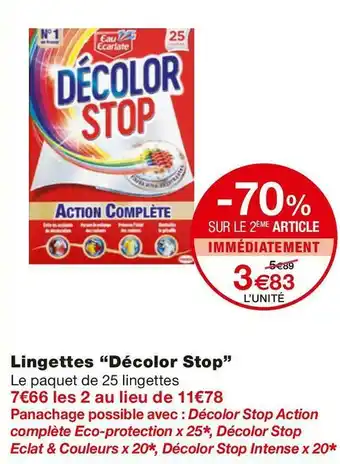 Monoprix Décolor stop lingettes offre