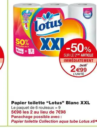 Monoprix Lotus papier toilette blanc xxl offre
