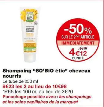 Monoprix So’bio étic shampoing cheveux nourris offre
