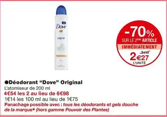 Monoprix Dove déodorant original offre