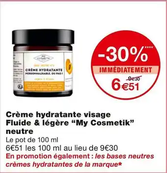 Monoprix My cosmetik crème hydratante visage fluide & légère neutre offre