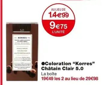 Monoprix Korres coloration châtain clair 5.0 offre