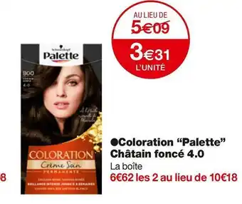 Monoprix Palette coloration “palette” châtain foncé 4.0 offre