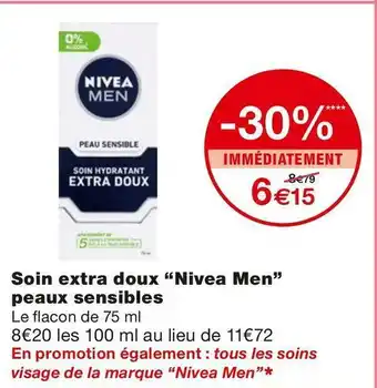 Monoprix Nivea men soin extra doux peaux sensibles offre