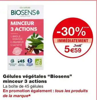 Monoprix Biosens gélules végétales minceur 3 actions offre