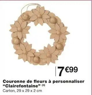 Monoprix Clairefontaine couronne de fleurs à personnaliser offre