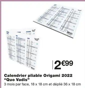 Monoprix Quo vadis calendrier pliable origami 2022 offre
