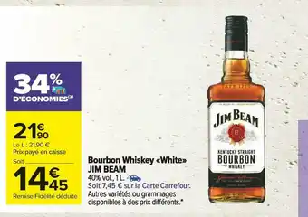 Carrefour Market Jim beam bourbon whiskey «white» offre