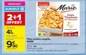 Carrefour Market Marie plats cuisinés surgelés offre