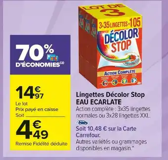 Eau ecarlate lingettes décolor stop