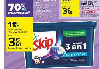 Carrefour Market Skip lessive capsules 3 en 1 offre