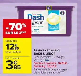Carrefour Market Dash & lenor lessive capsules offre