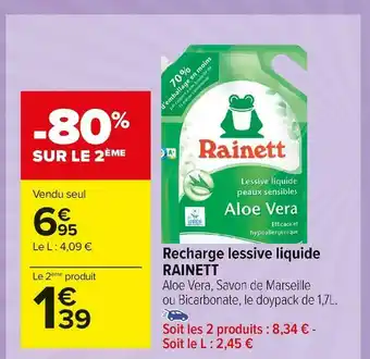 Carrefour Market Rainett recharge lessive liquide offre