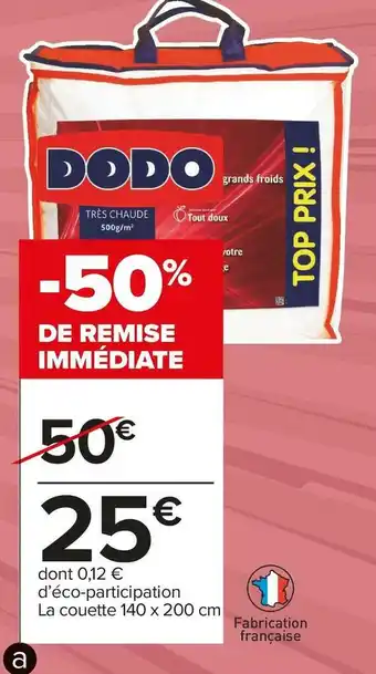 Carrefour Market Dodo couette eco energie offre