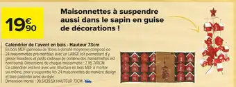 Carrefour Market Calendrier de l’avent en bois - hauteur 73cm offre