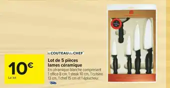 Carrefour Market Le couteau du chef le lot de 5 pièces lames céramique offre