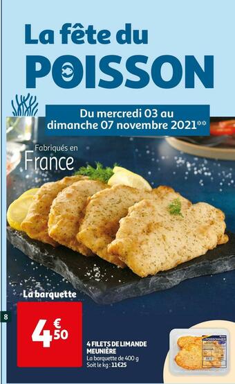 Auchan 4 filets de limande meunière offre