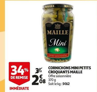 Auchan Maille cornichons mini petits croquants offre