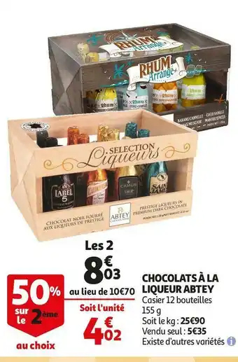 Auchan Abtey chocolats à la liqueur offre