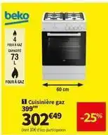 Conforama Beko - cuisinière gaz offre