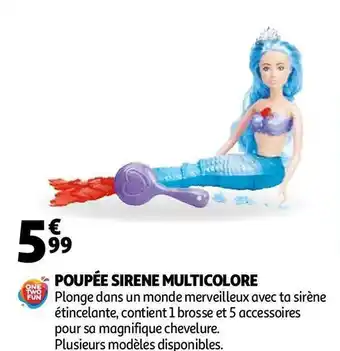 Auchan Poupée sirene multicolore offre