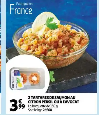 Auchan 2 tartares de saumon au citron persil ou à l'avocat offre