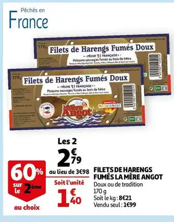 Auchan La mère angot filets de harengs fumés offre