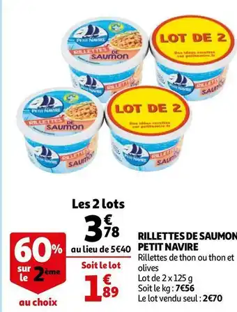 Auchan Petit navire rillettes de saumon offre