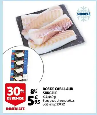 Auchan Dos de cabillaud surgelé offre