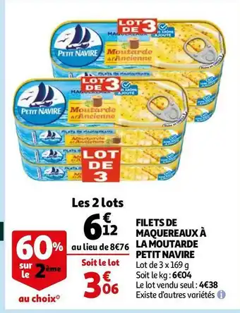 Auchan Petit navire filets de maquereaux à la moutarde offre