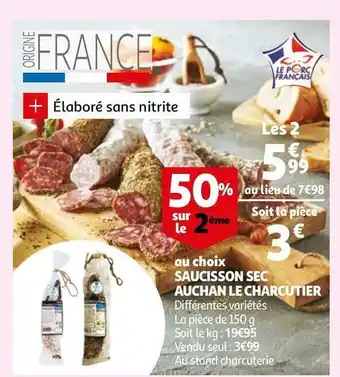 Auchan Auchan saucisson sec le charcutier offre