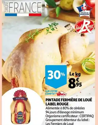 Auchan Label rouge pintade fermière de loué offre