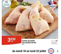 Cora x Carrefour Cuisses de poulet avec portion de dos x 4 offre
