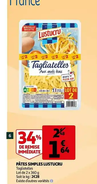 Auchan Lustucru pâtes simples offre