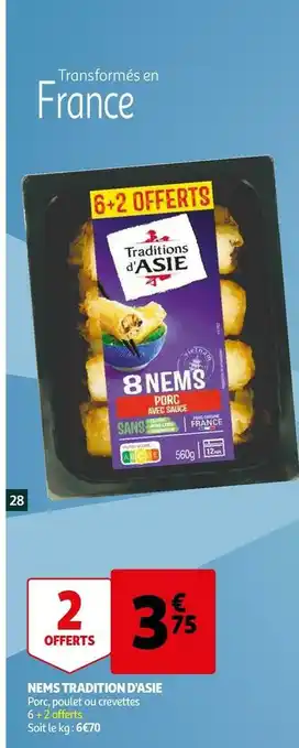 Auchan Tradition d'asie nems offre
