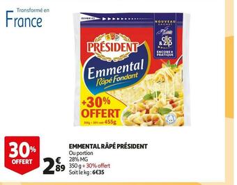 Auchan Président emmental râpé offre