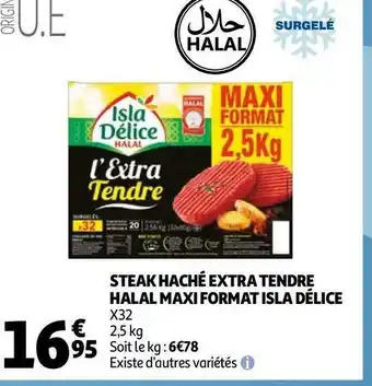 Auchan Isla délice steak haché extra tendre halal maxi format offre