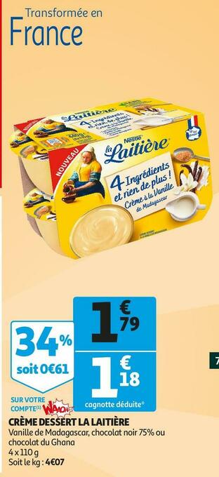 Auchan La laitière crème dessert offre