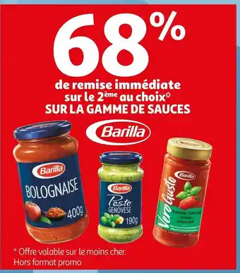 Auchan Barilla bon plan sur la gamme de sauces barilla offre