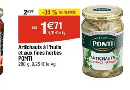 Cora x Carrefour Artichauts à l'huile et aux fines herbes PONTI offre