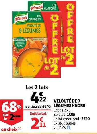Auchan Knorr velouté de 9 légumes offre