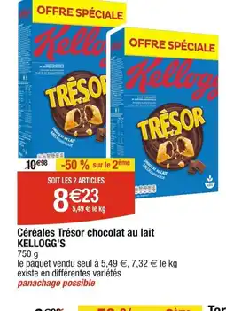 Cora x Carrefour Céréales Trésor chocolat au lait KELLOGG'S 750 g offre