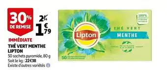 Auchan Lipton thé vert menthe offre