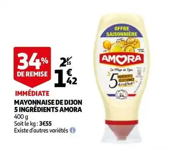 Auchan Amora mayonnaise de dijon 5 ingrédients offre