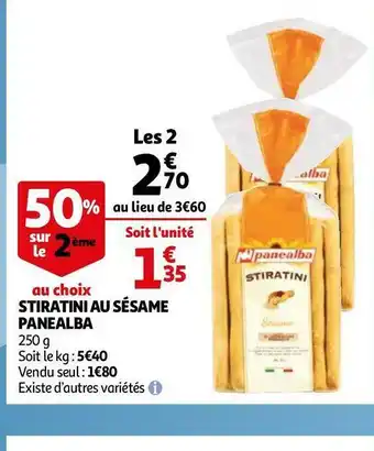 Auchan Panealba stiratini au sésame offre