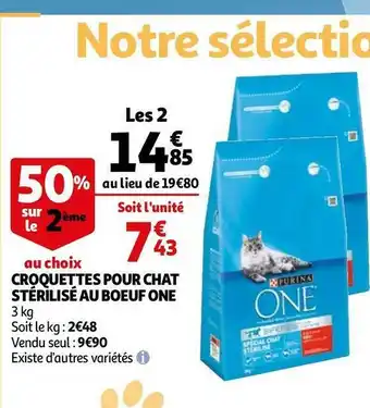 Auchan One croquettes pour chat stérilisé au boeuf offre