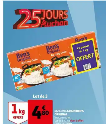 Auchan Ben's riz long grain original offre