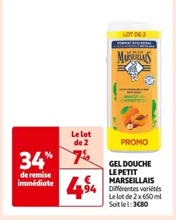 Auchan Supermarché LE PETIT MARSEILLAIS GEL DOUCHE offre